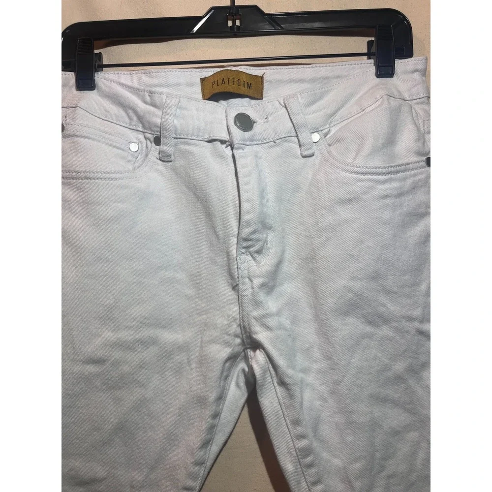 Platform Men's 32X30 White Platform Jeans Skinny Distressed Knee Pants A92
